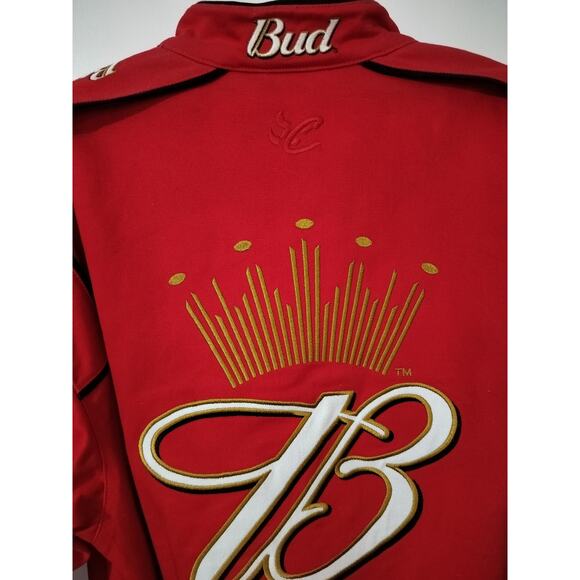 M655)Chase Authentic Dale Earnhardt Jr #8 Budweiser Red Twill Jacket Size Large - Picture 10 of 15